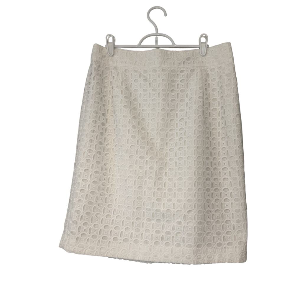 Banana Republic Pencil Skirt Women's 10 White Floral Eyelet Classic Career NWT